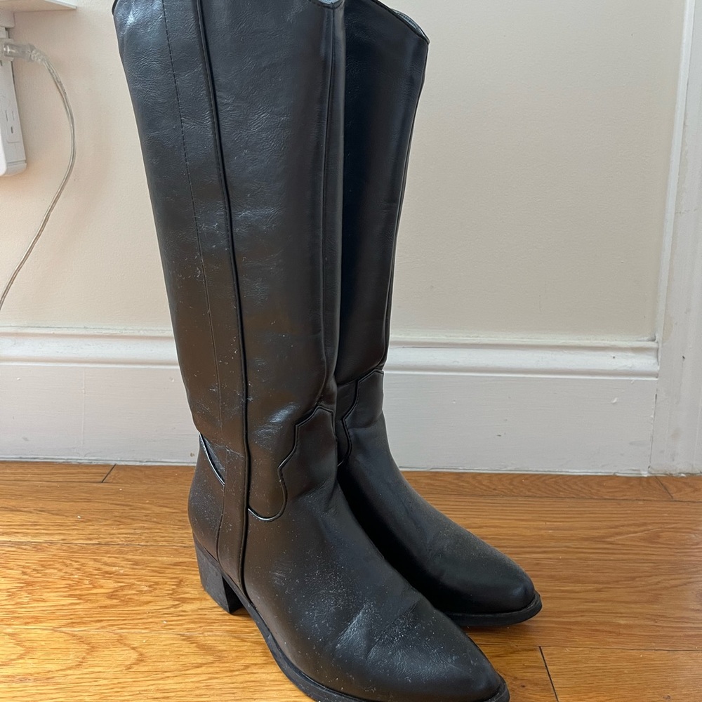 Nasty Gal Black Flat Cowboy Boot
